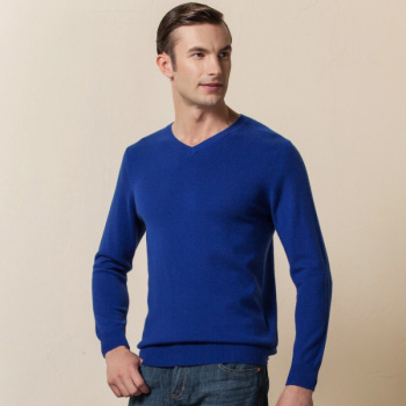 Pure Cashmere Sweater Gray Round Neck Winter Men Sweater